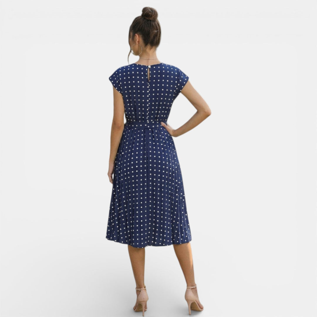 Vestido Midi Lunares Mujer Manga Corta