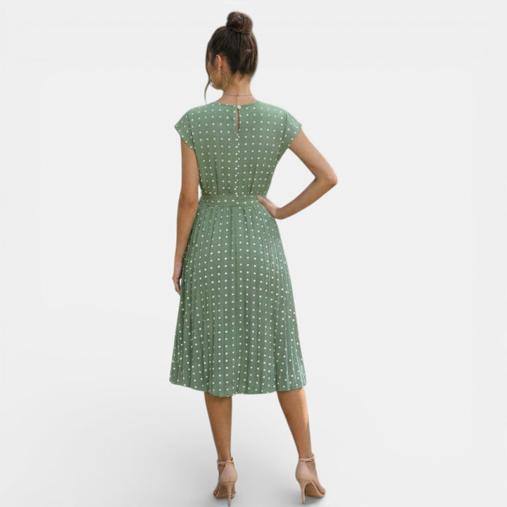 Vestido Midi Lunares Mujer Manga Corta