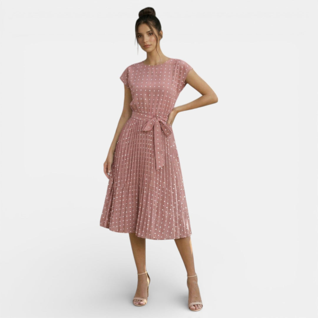 Vestido Midi Lunares Mujer Manga Corta