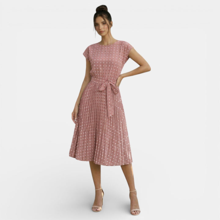 Vestido Midi Lunares Mujer Manga Corta