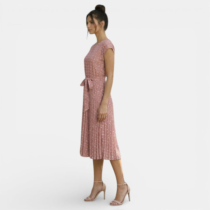 Vestido Midi Lunares Mujer Manga Corta