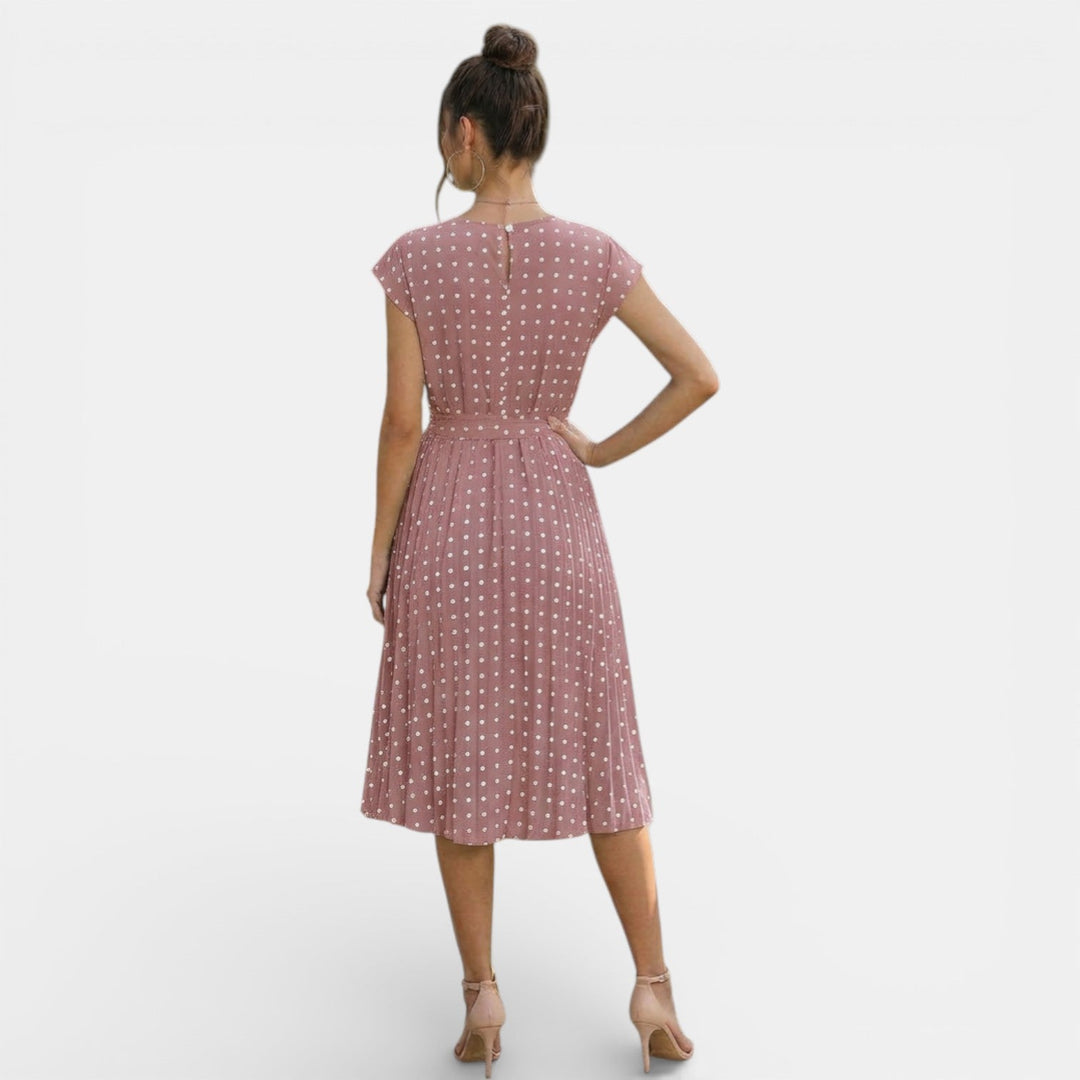 Vestido Midi Lunares Mujer Manga Corta