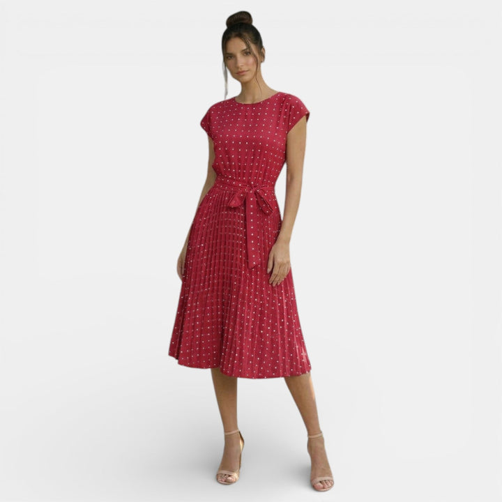 Vestido Midi Lunares Mujer Manga Corta