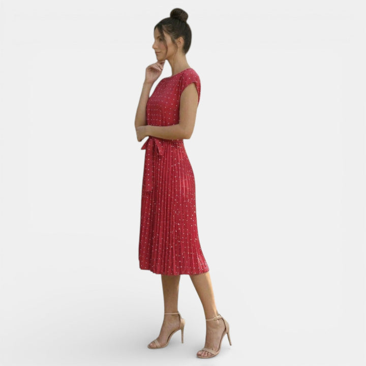 Vestido Midi Lunares Mujer Manga Corta