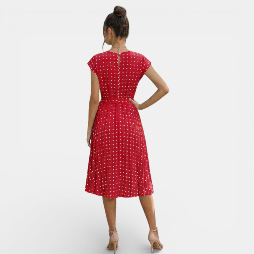 Vestido Midi Lunares Mujer Manga Corta