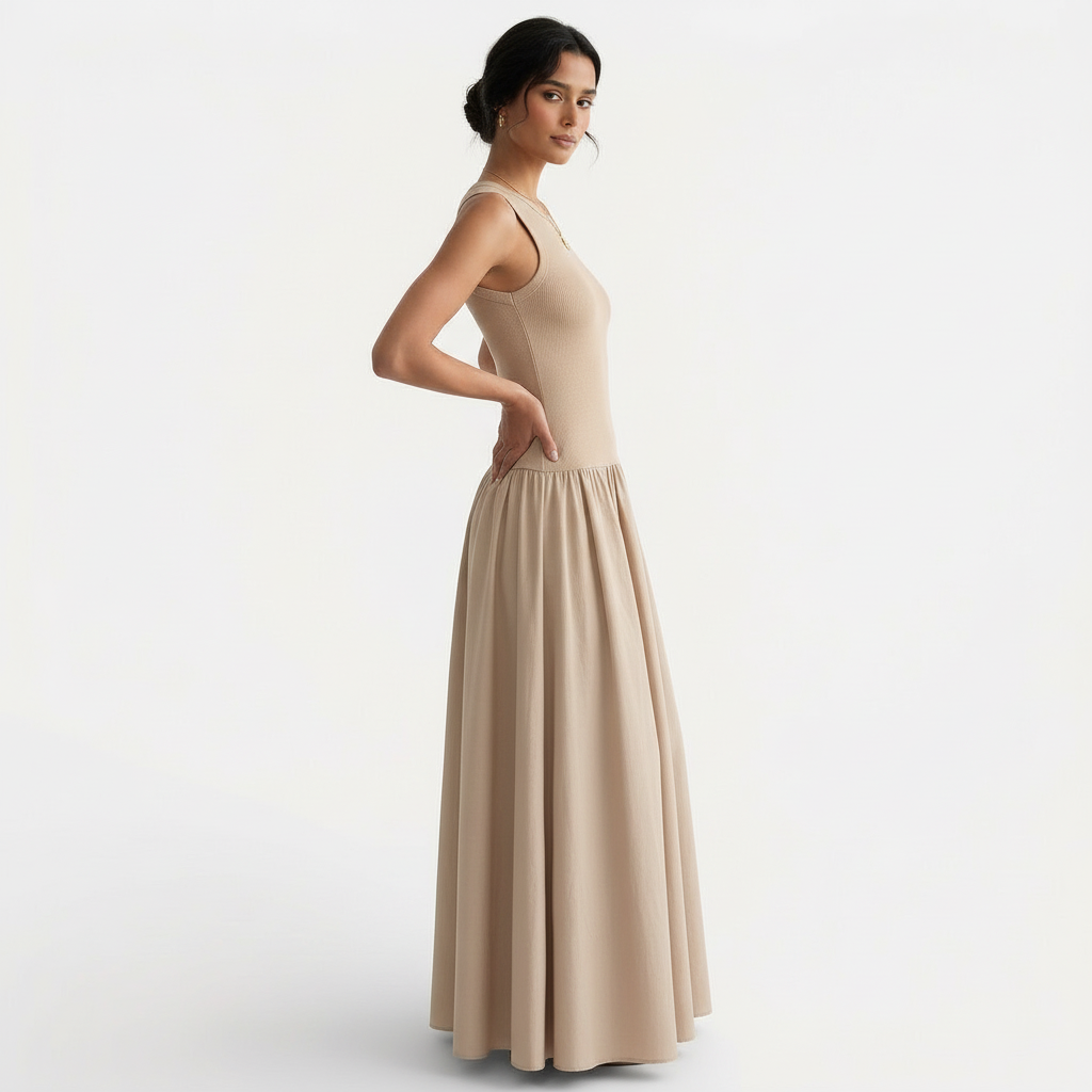 Vestido Largo Elegante Mujer sin Mangas