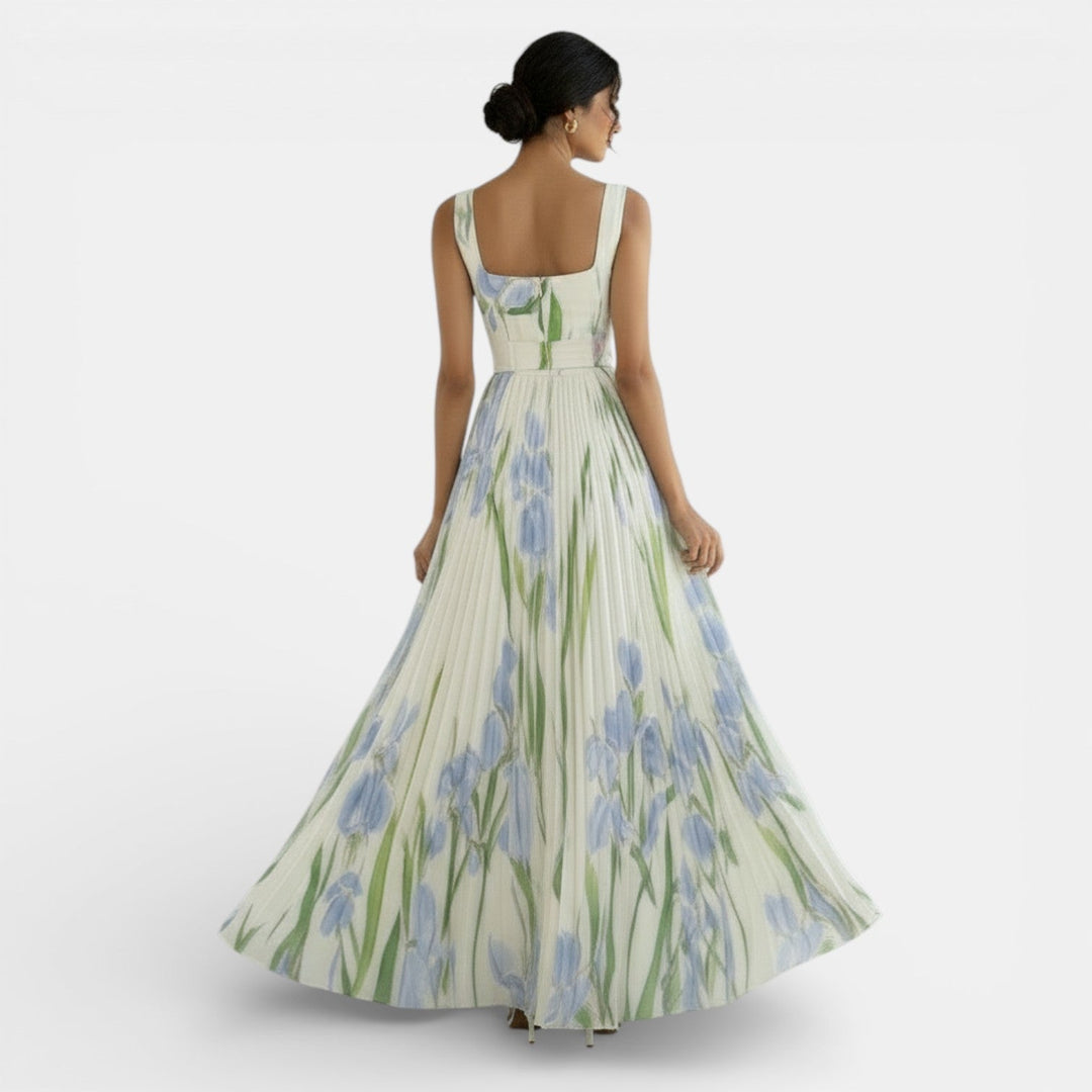 Vestido Plisado Sin Mangas con Estampado Floral