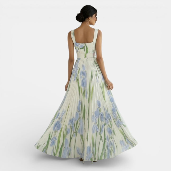 Vestido Plisado Sin Mangas con Estampado Floral