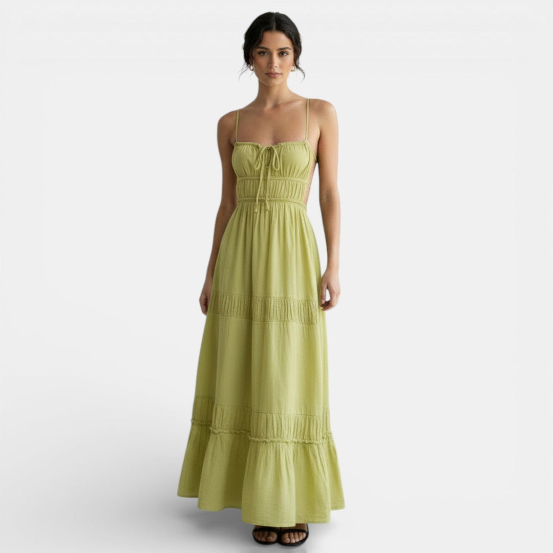 Vestido Largo Espalda Descubierta con Tirantes