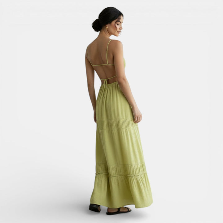 Vestido Largo Espalda Descubierta con Tirantes