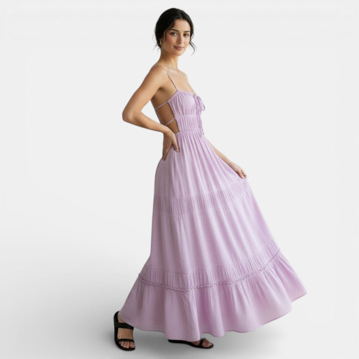 Vestido Largo Espalda Descubierta con Tirantes
