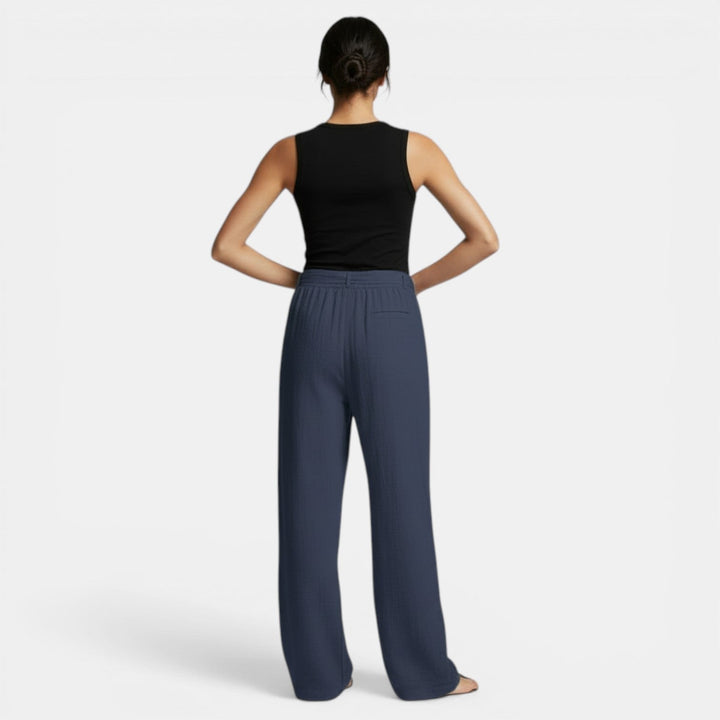 Pantalón Lino Algodón Pierna Ancha