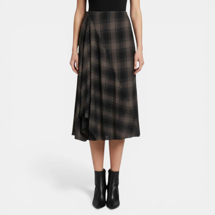 Falda Midi Cuadros Mujer