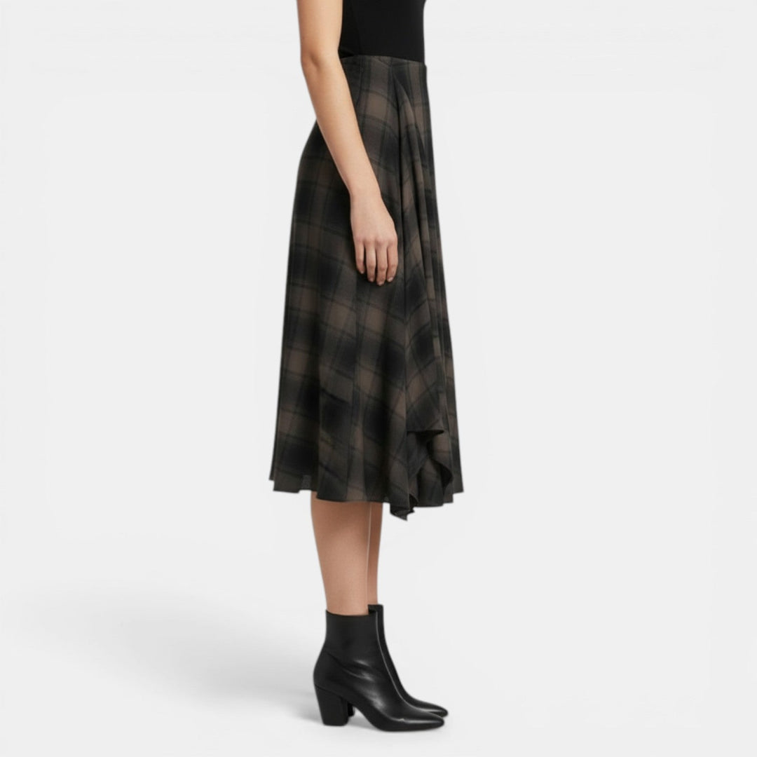 Falda Midi Cuadros Mujer