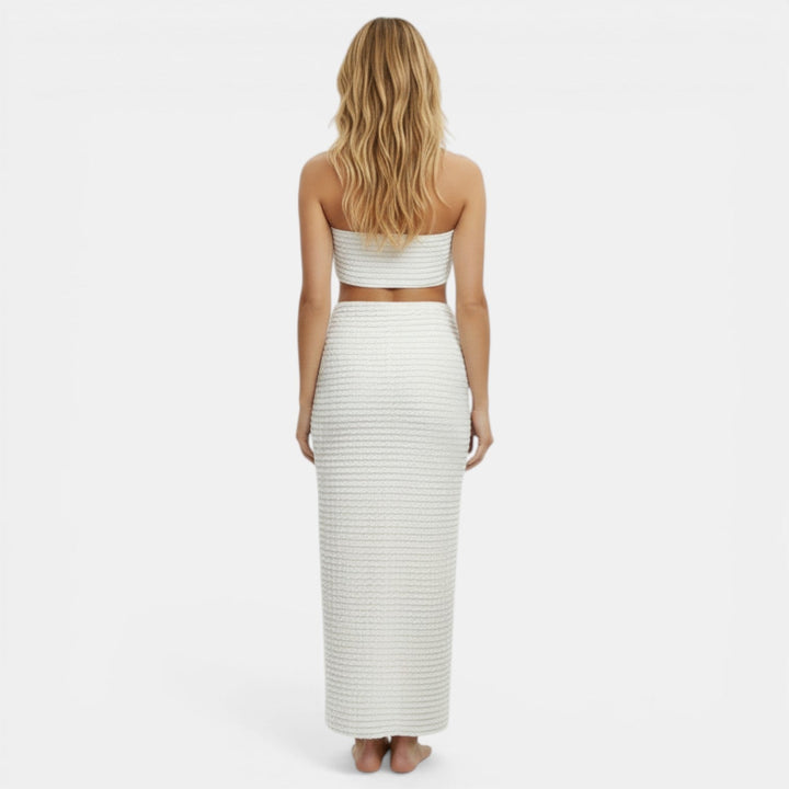 Conjunto Playa Mujer Top Bandeau y Vestido Largo