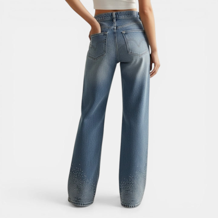 Jeans Mujer Rectos Strass Premium