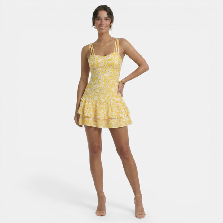 Vestido Verano Mujer Amarillo Estampado