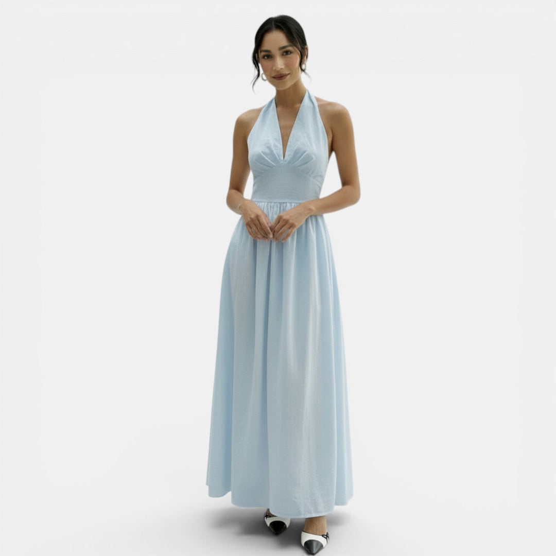 Vestido Largo Halter Encaje Mujer Verano