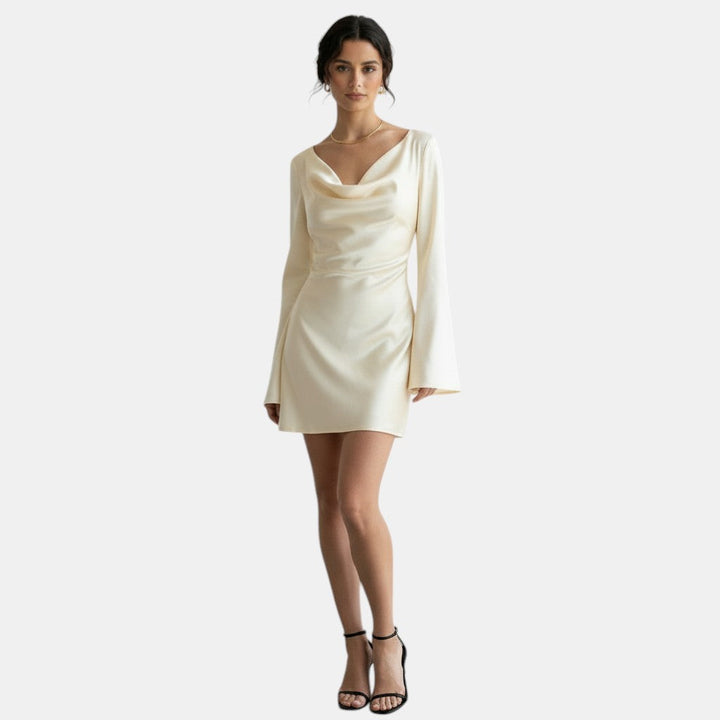 Vestido Satén Espalda Descubierta Cordones