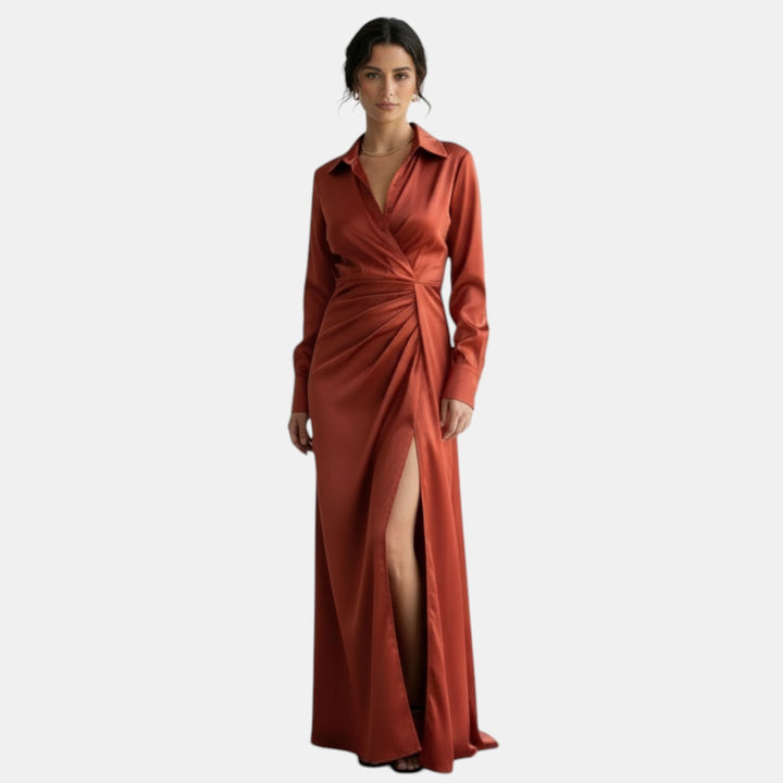 Vestido Satín Mujer Cintura Alta