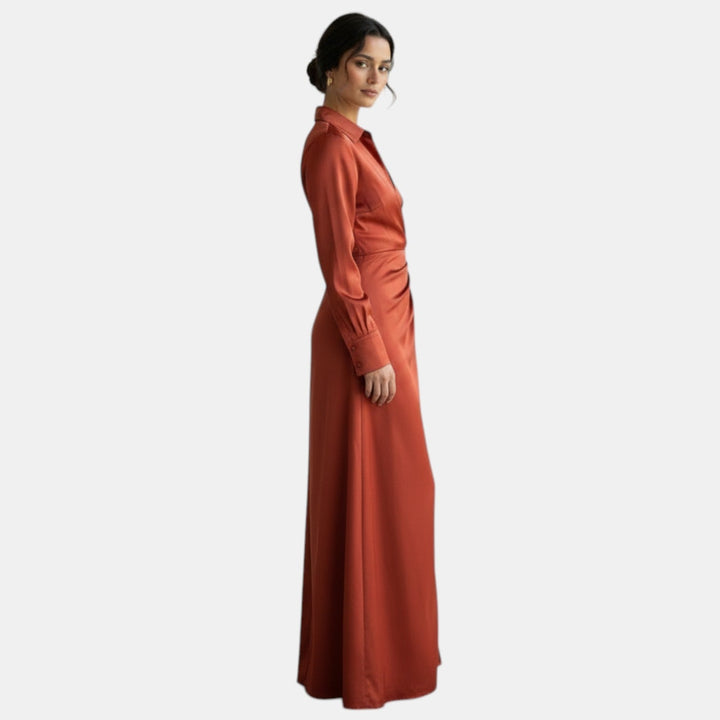 Vestido Satín Mujer Cintura Alta