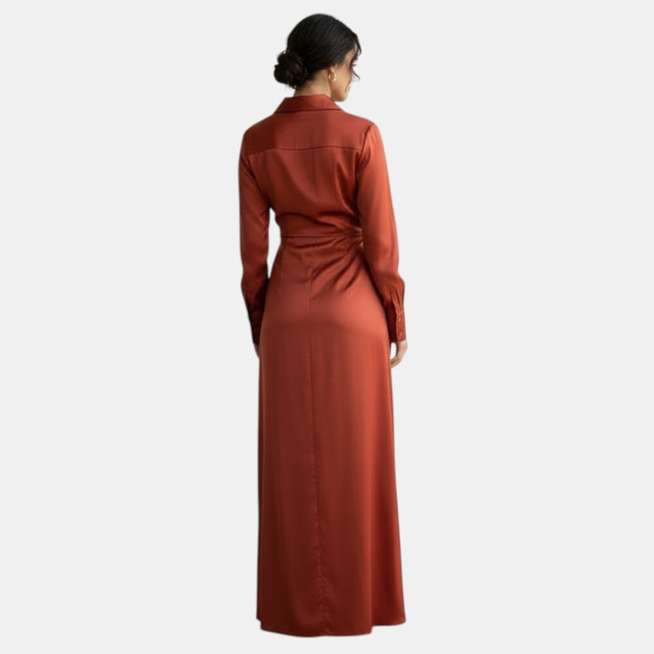 Vestido Satín Mujer Cintura Alta