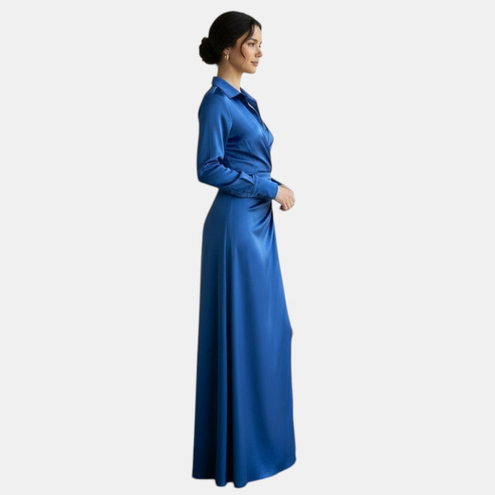 Vestido Satín Mujer Cintura Alta