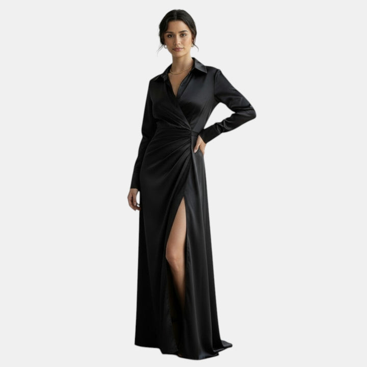 Vestido Satín Mujer Cintura Alta