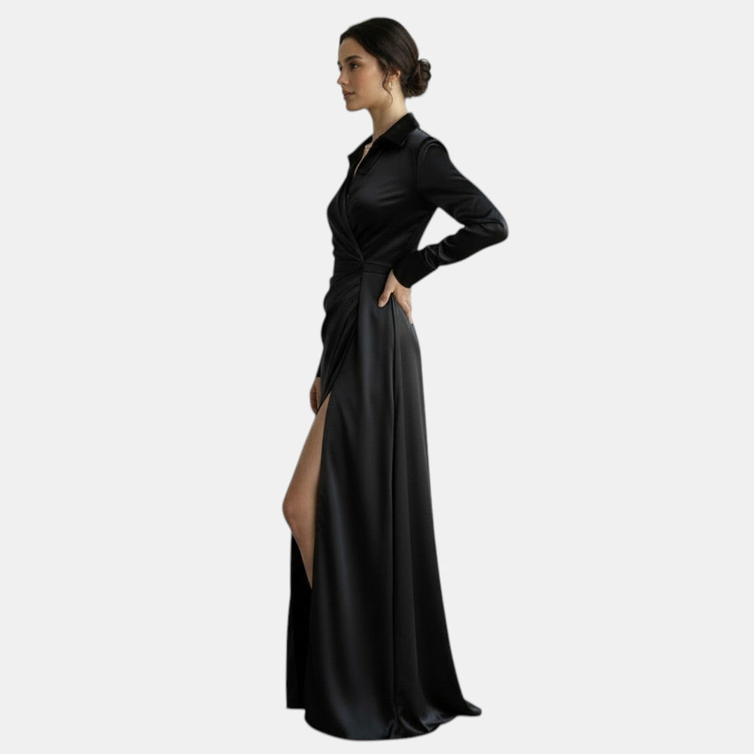 Vestido Satín Mujer Cintura Alta