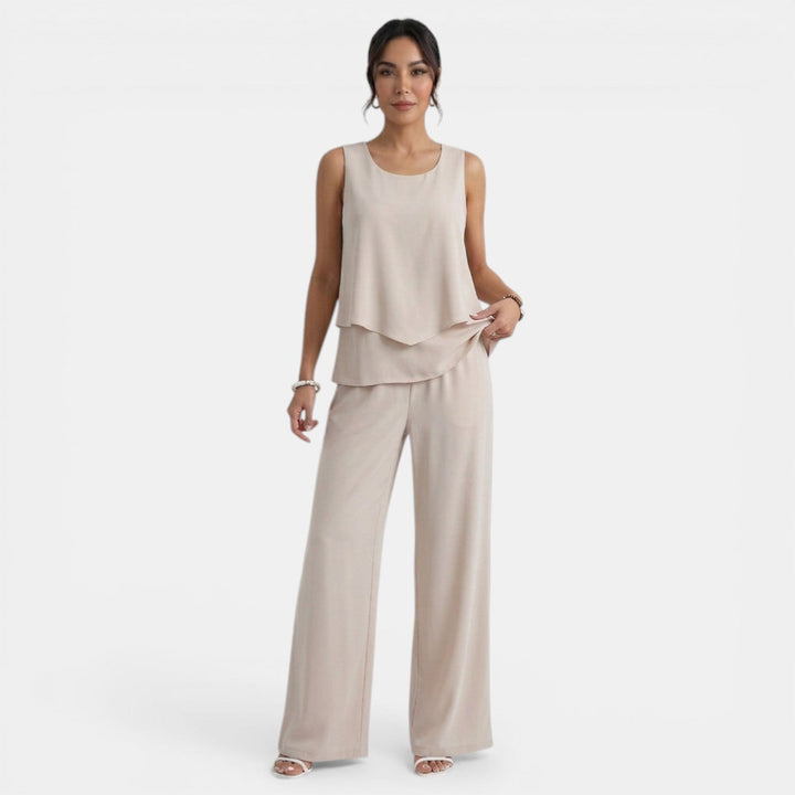 Conjunto Mujer Chaleco sin Mangas y Pantalón Recto