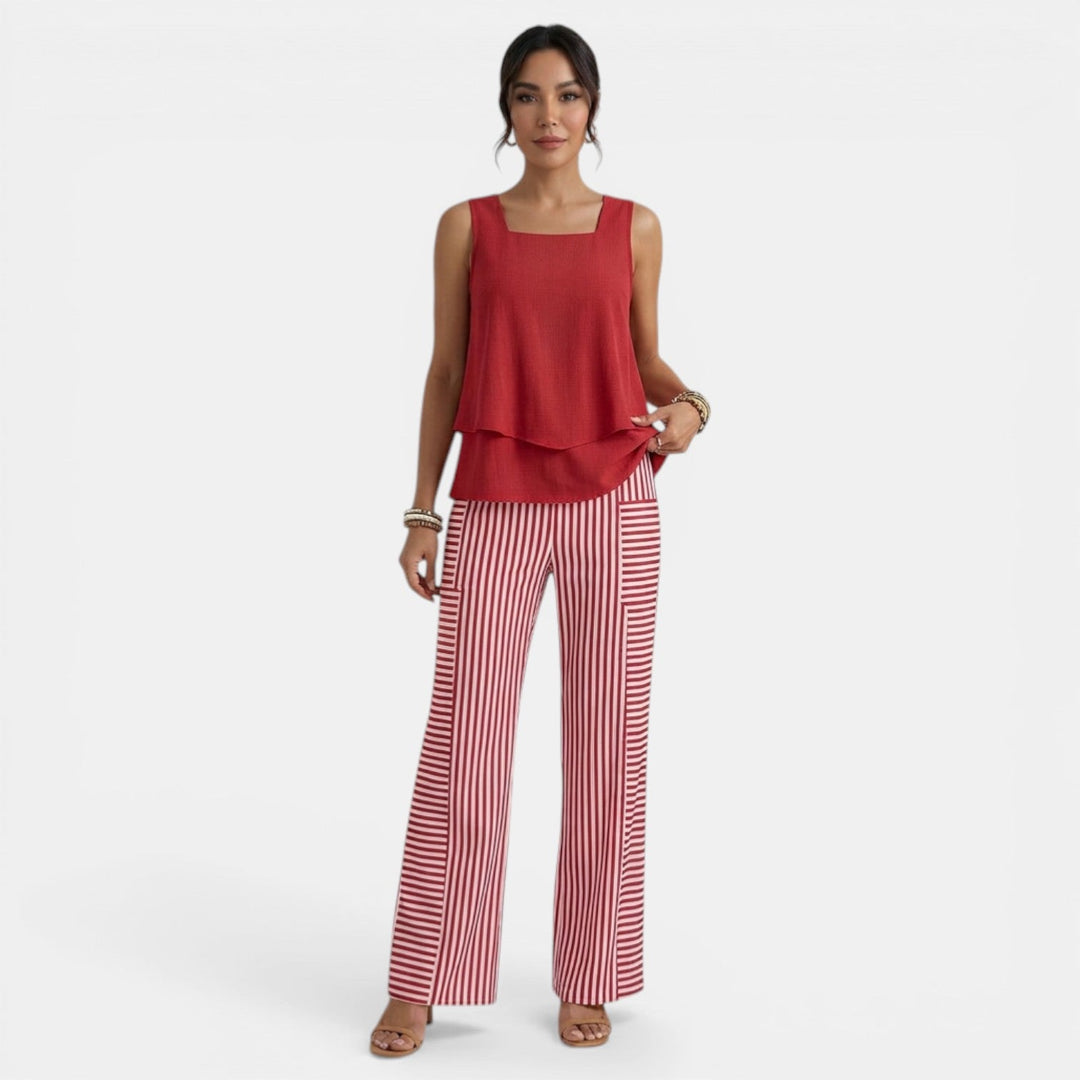 Conjunto Mujer Chaleco sin Mangas y Pantalón Recto
