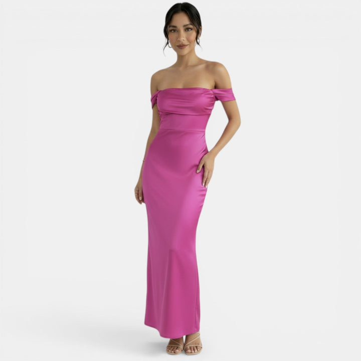 Vestido Satén Elegante Cintura Alta