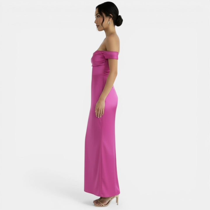 Vestido Satén Elegante Cintura Alta