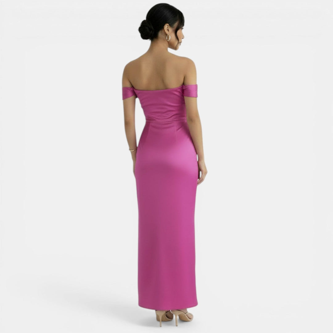 Vestido Satén Elegante Cintura Alta
