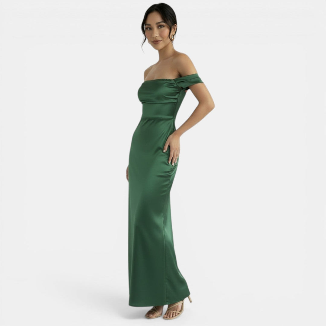 Vestido Satén Elegante Cintura Alta