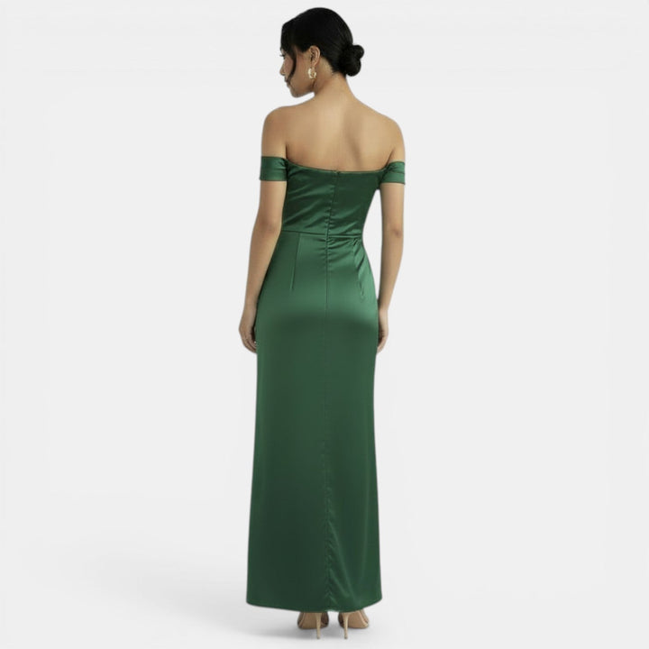 Vestido Satén Elegante Cintura Alta