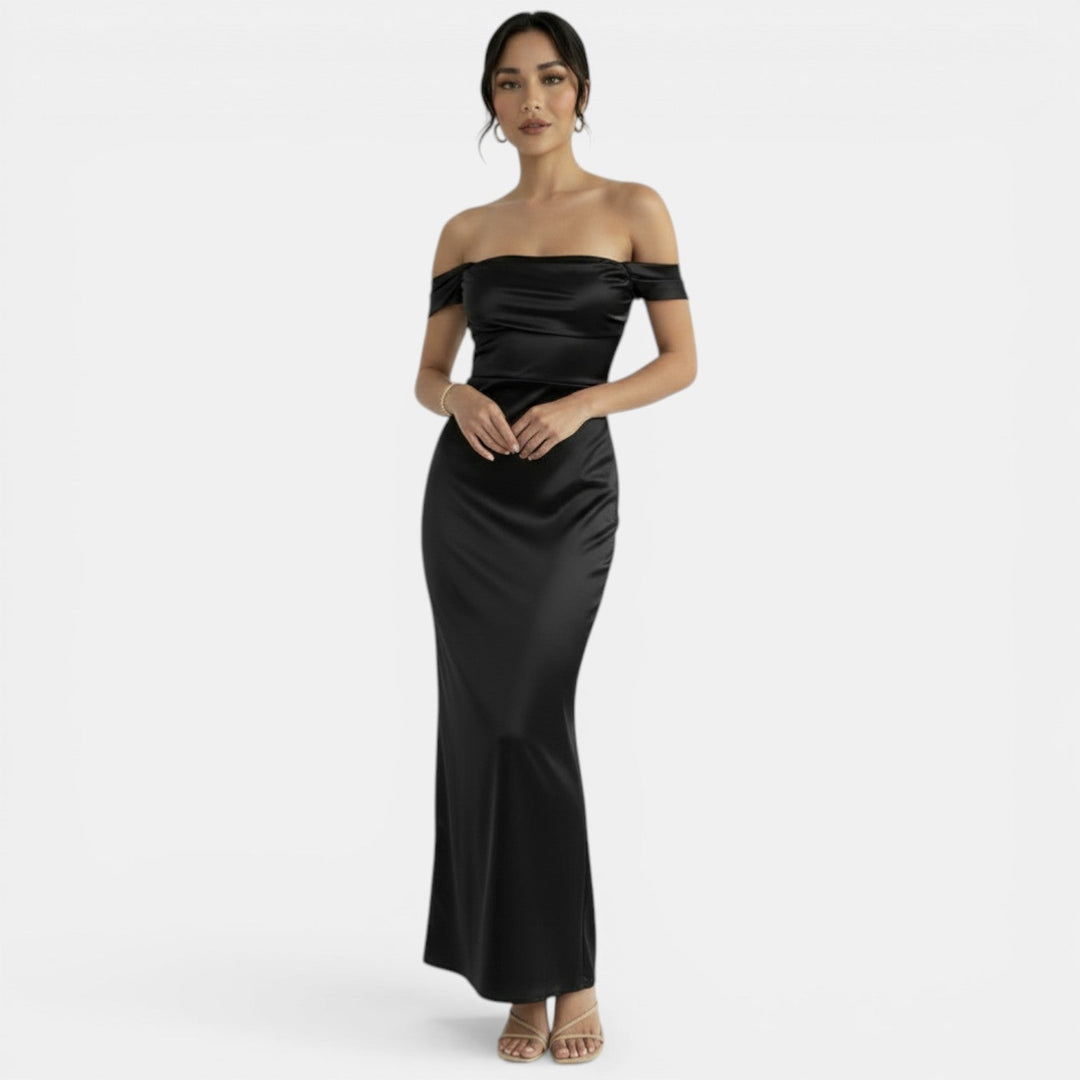 Vestido Satén Elegante Cintura Alta
