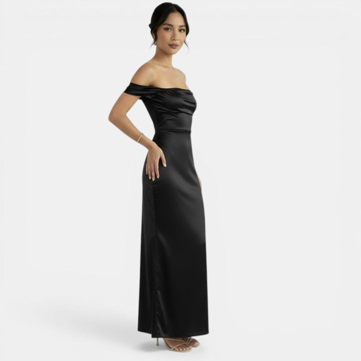 Vestido Satén Elegante Cintura Alta