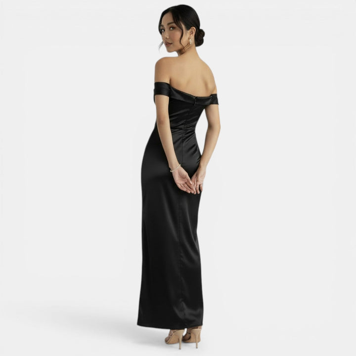Vestido Satén Elegante Cintura Alta