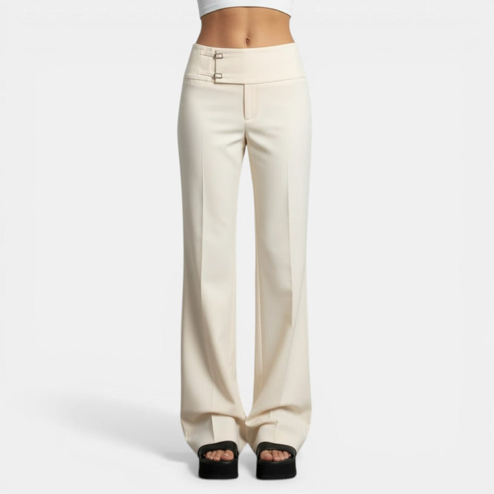 Pantalón Cintura Alta Hebilla Metal