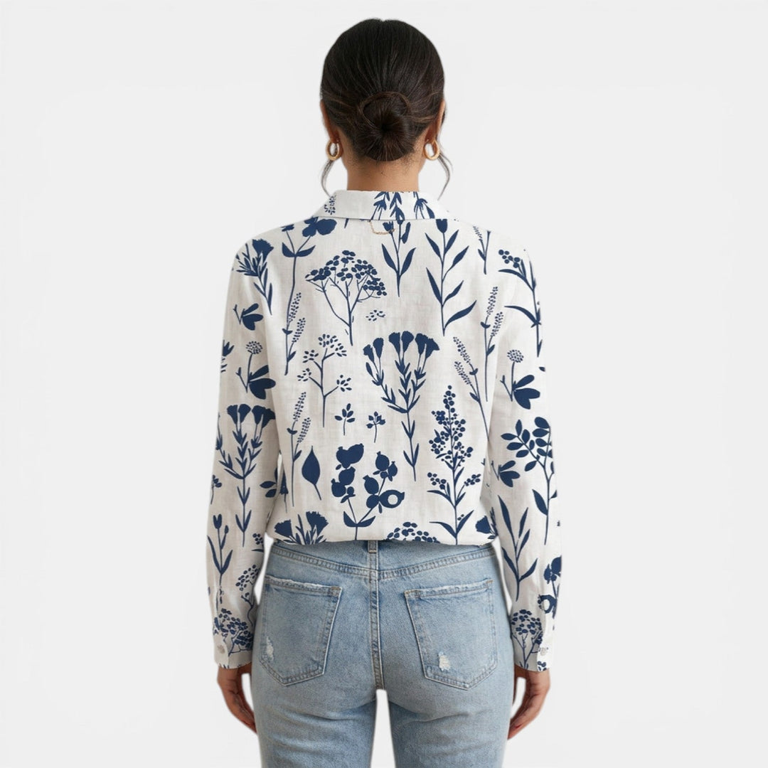 Blusa Mujer Estampada Cuello Solapa