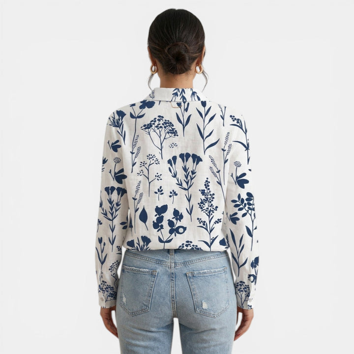 Blusa Mujer Estampada Cuello Solapa