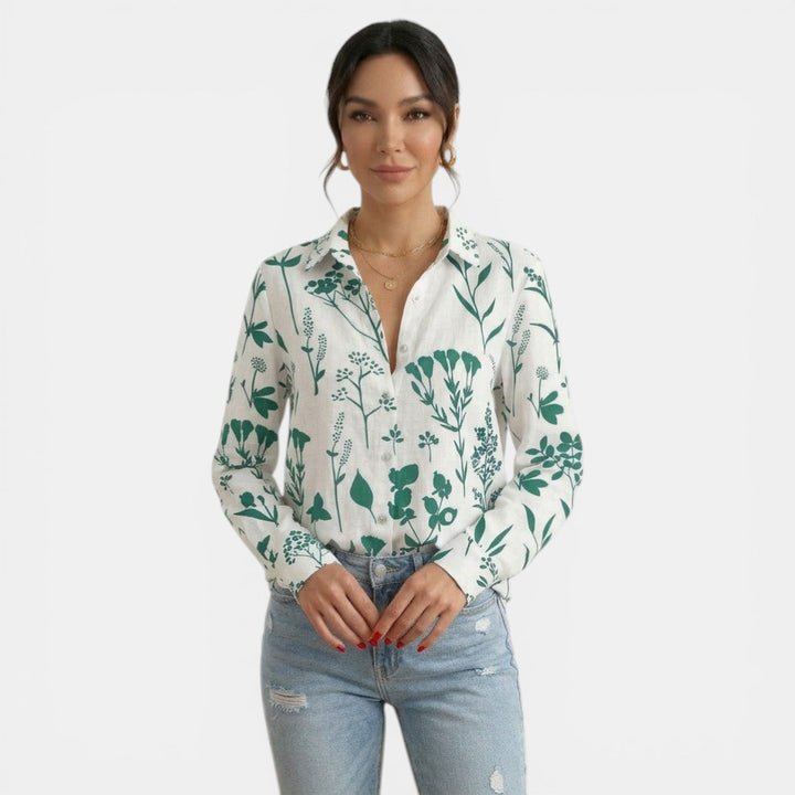 Blusa Mujer Estampada Cuello Solapa