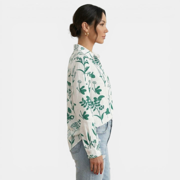 Blusa Mujer Estampada Cuello Solapa