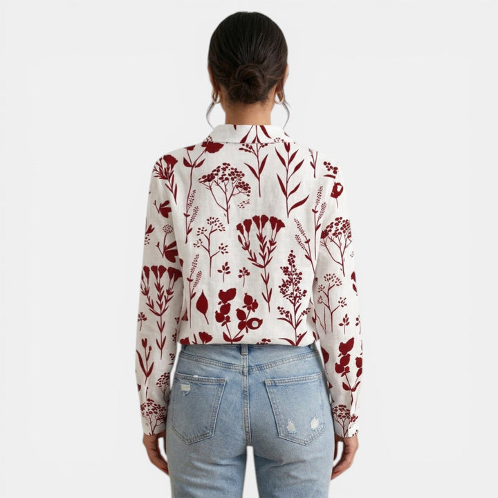 Blusa Mujer Estampada Cuello Solapa