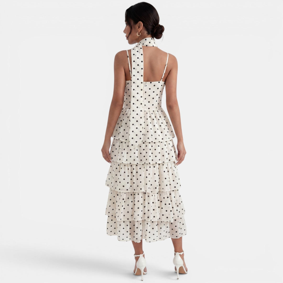 Vestido Midi Lunares Mujer Elegante