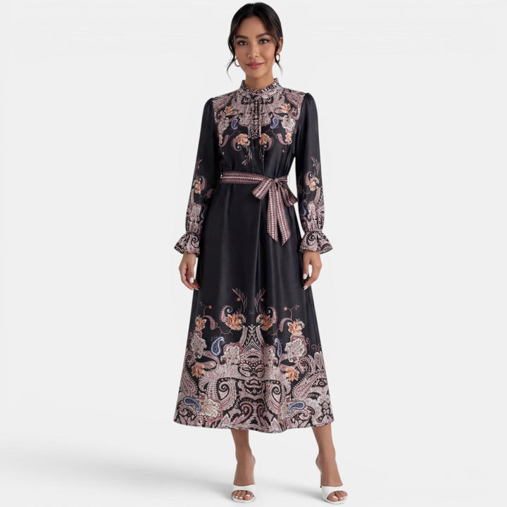 Vestido Midi Negro Elegante Mujer