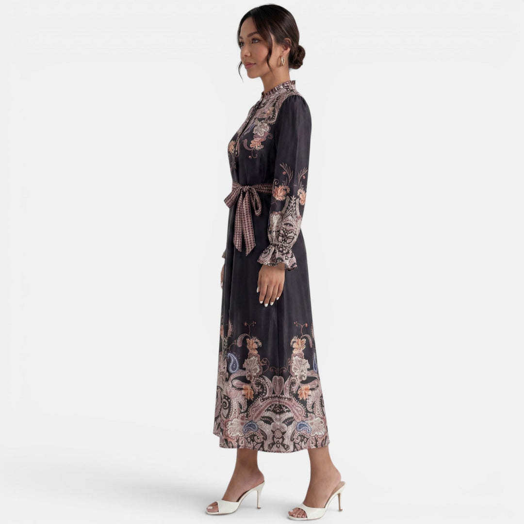 Vestido Midi Negro Elegante Mujer