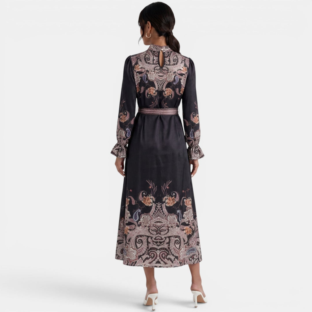 Vestido Midi Negro Elegante Mujer