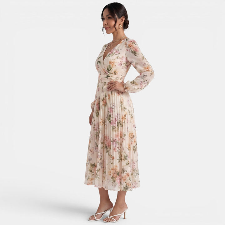 Vestido Midi Floral Elegante Mujer